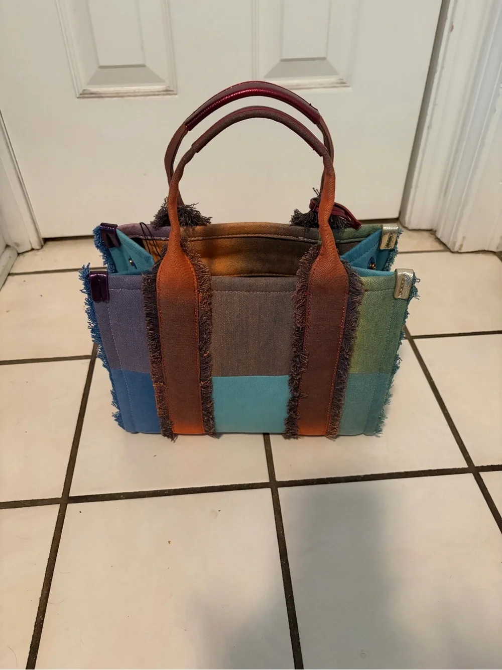 Kurt Geiger Southbank Patchwork Denim Tote. NWT - Picture 6 of 11